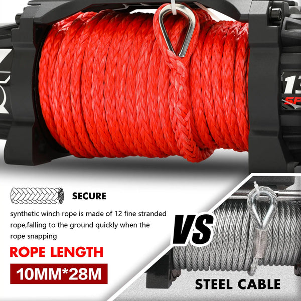 X-BULL Electric Winch 13000LBS 12V Synthetic Rope 28M Wireless Offroad 4WD 4x4 Deals499