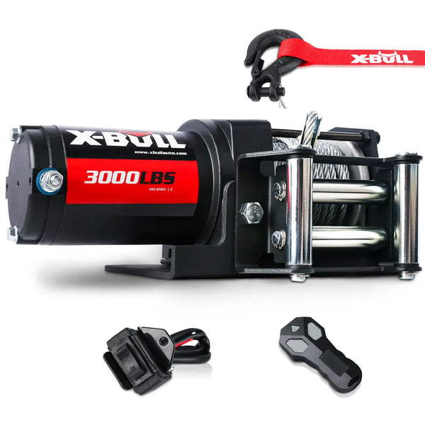 X-BULL Electric Winch 3000lbs/1360kg Wireless 12V Steel Cable ATV 4WD BOAT 4X4 Deals499