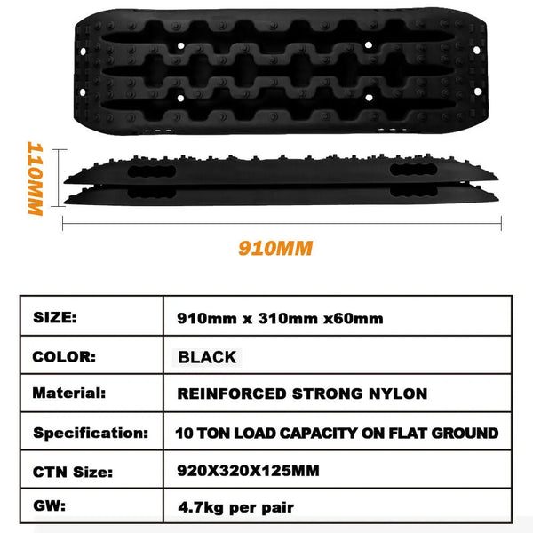 X-BULL Recovery tracks Sand Trucks Offroad With 4PCS Mounting Pins 4WDGen 2.0 - Black Deals499