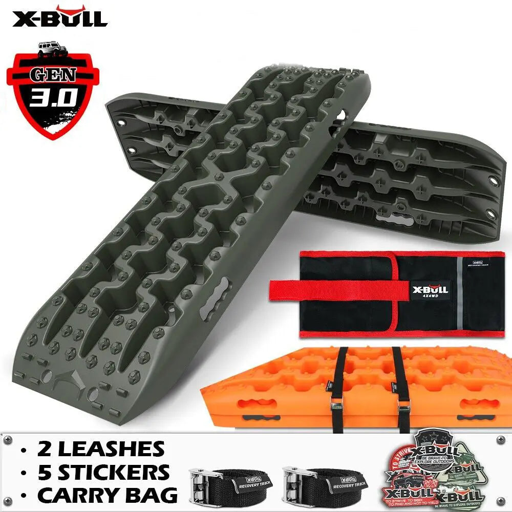 X-BULL Recovery tracks kit Boards 4WD strap mounting 4x4 Sand Snow Car qrange GEN3.0 6pcs OLIVE Deals499