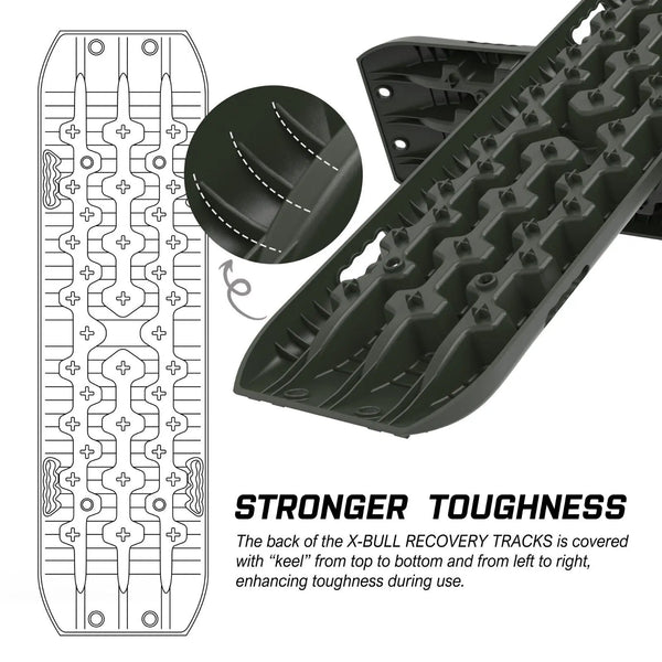 X-BULL Recovery tracks kit Boards 4WD strap mounting 4x4 Sand Snow Car qrange GEN3.0 6pcs OLIVE Deals499