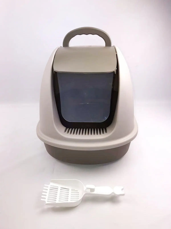 XL Portable Hooded Cat Toilet Litter Box Tray House w Charcoal Filter and Scoop Brown Deals499