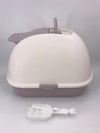 XL Portable Hooded Cat Toilet Litter Box Tray House w Charcoal Filter and Scoop White Deals499