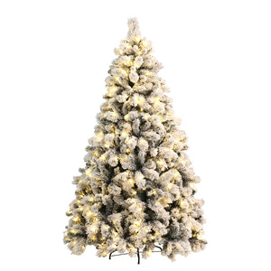 Jingle Jollys Snowy Christmas Tree 1.8M 6FT LED Lights Xmas Decorations Warm White Deals499