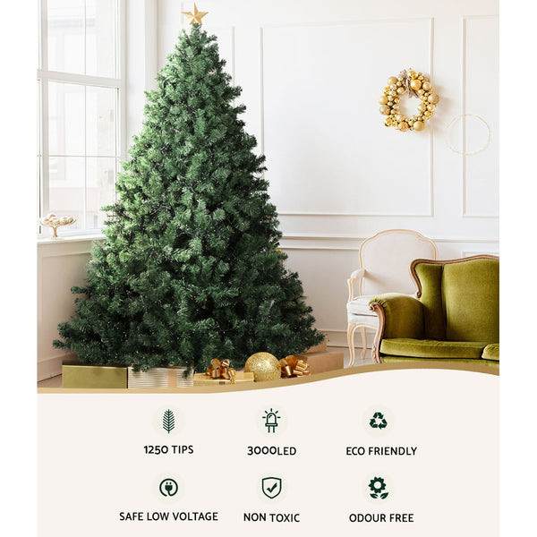 Jingle Jollys Christmas Tree 2.1M Xmas Tree with 3000 LED Lights Warm White Deals499