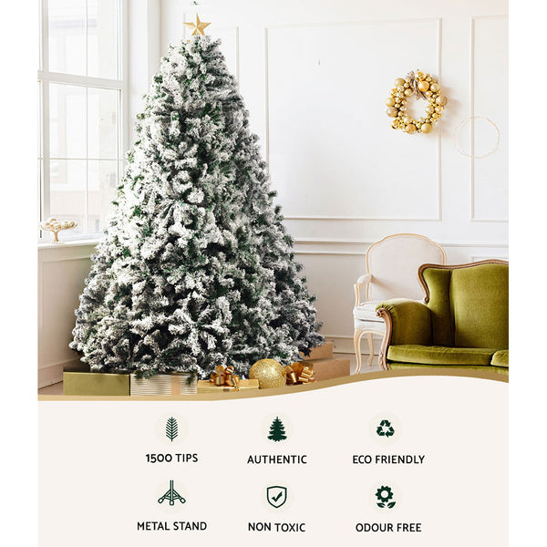 Jingle Jollys Christmas Tree 2.4M Xmas Trees Decorations Snowy 1500 Tips Deals499