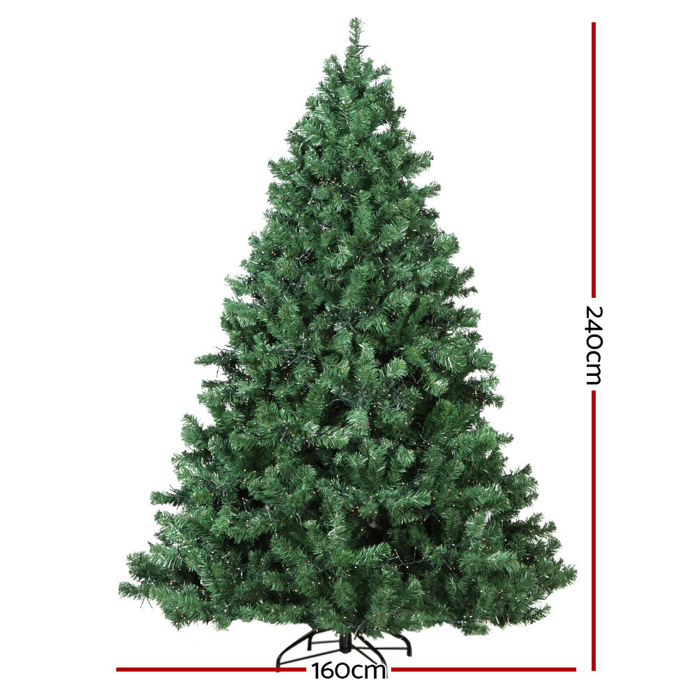 Jingle Jollys Christmas Tree 2.4M Xmas Tree with 3190 LED Lights Warm White Deals499