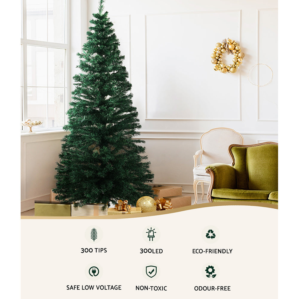 Jingle Jollys Christmas Tree 1.8M LED Xmas trees Optic Fibre Warm White Deals499