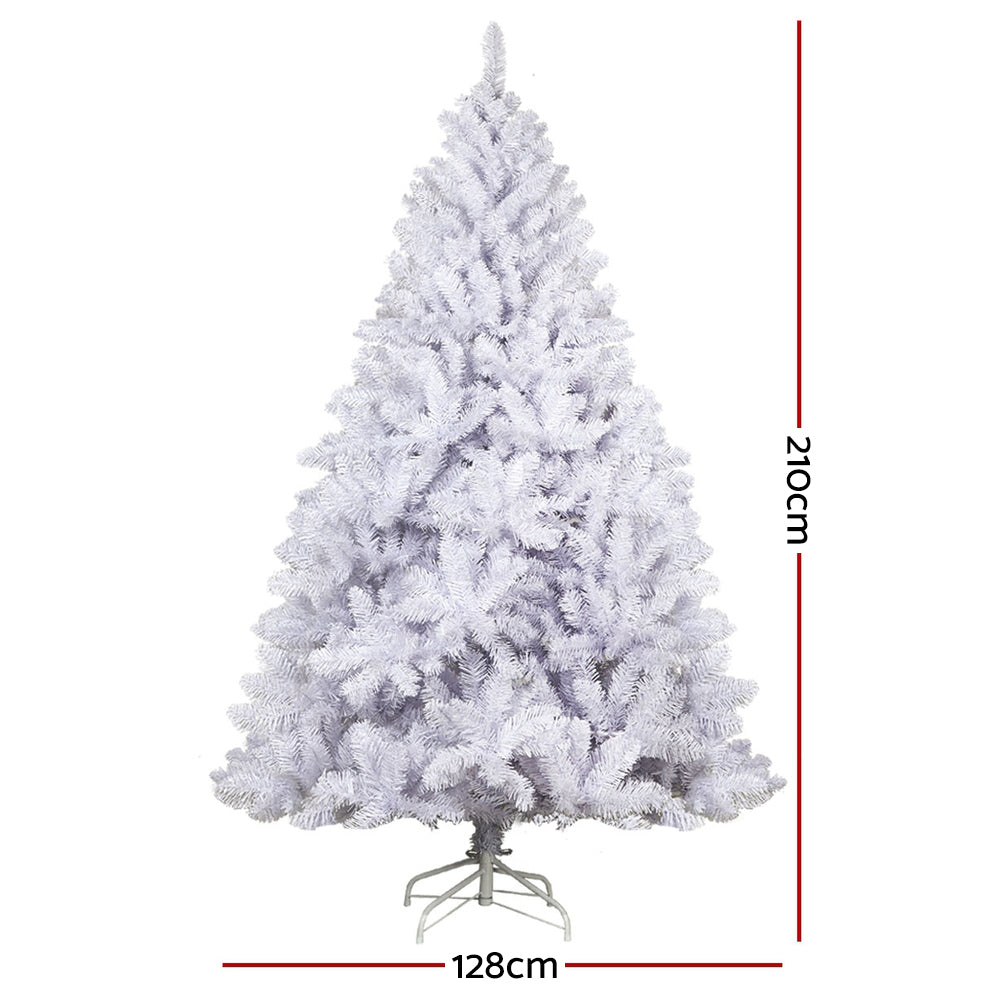 Jingle Jollys Christmas Tree 2.1M Xmas Trees Decorations White 1000 Tips Deals499