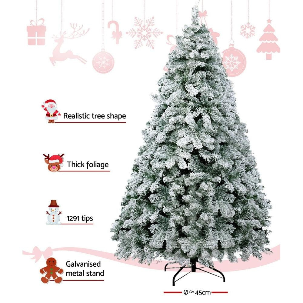 Jingle Jollys Snowy Christmas Tree 2.4M 8FT Xmas Decorations 859 Tips Deals499