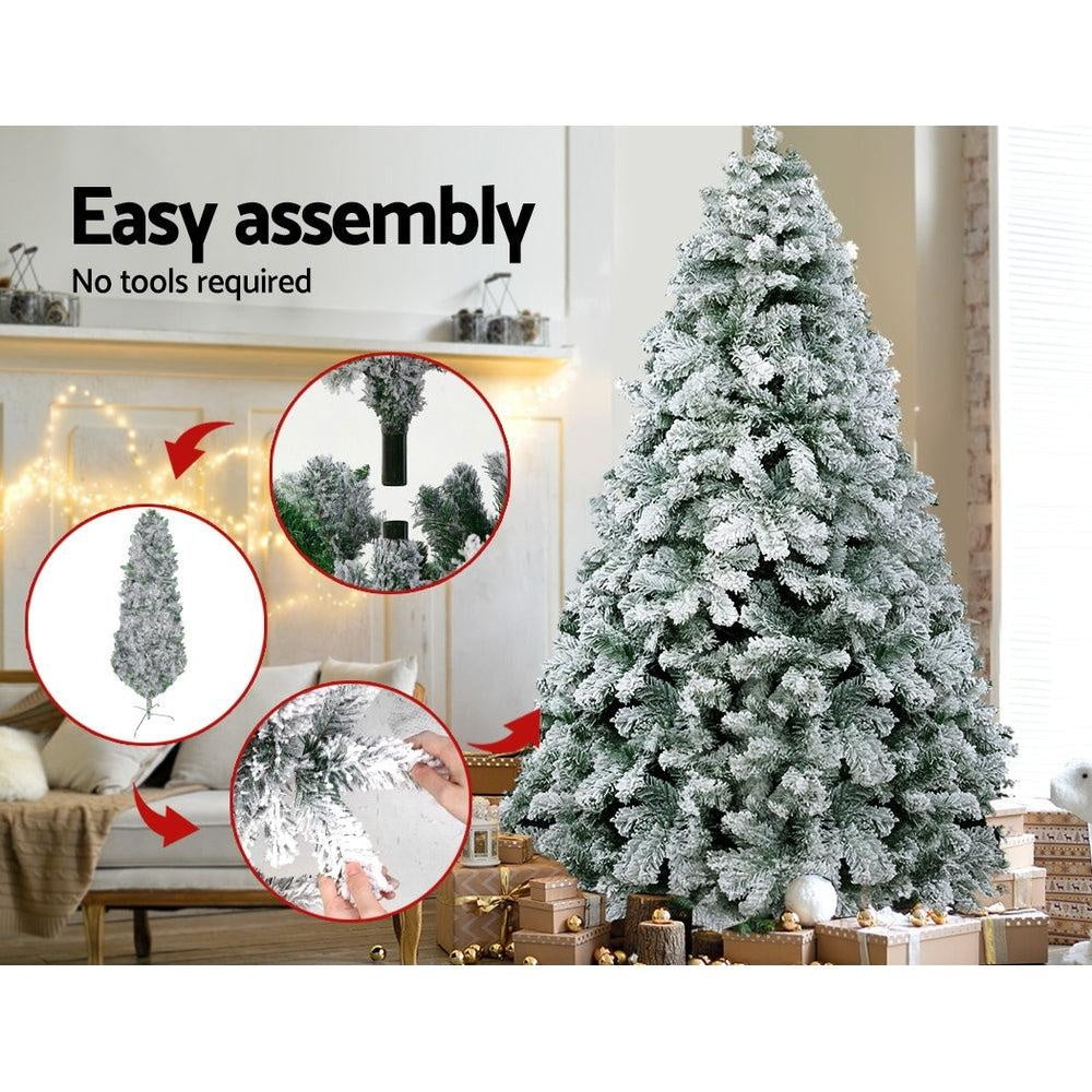 Jingle Jollys Snowy Christmas Tree 2.4M 8FT Xmas Decorations 859 Tips Deals499