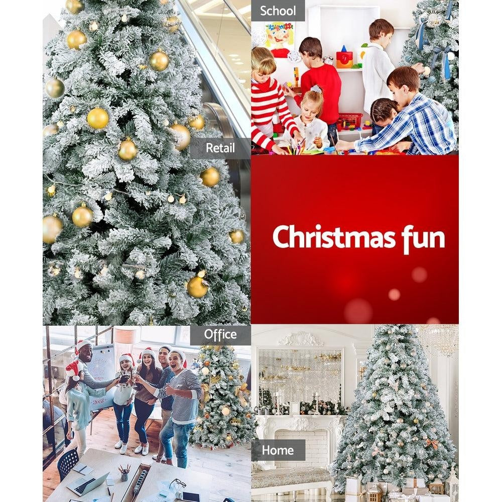 Jingle Jollys Snowy Christmas Tree 2.4M 8FT Xmas Decorations 859 Tips Deals499