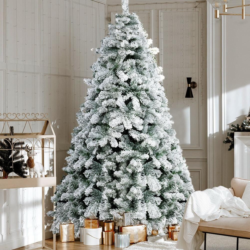 Jingle Jollys Snowy Christmas Tree 2.4M 8FT Xmas Decorations 859 Tips Deals499