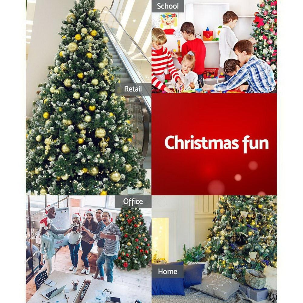 Jingle Jollys 2.4M 8FT Christmas Tree Xmas Home Decoration 1400 Tips Snowy Green Deals499