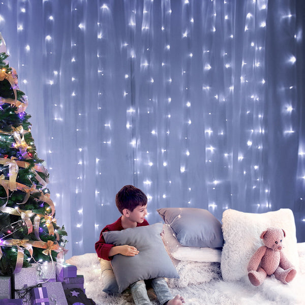 Jingle Jollys 6X3M Christmas Curtain Fairy Lights String 600LED Party Wedding CW Deals499