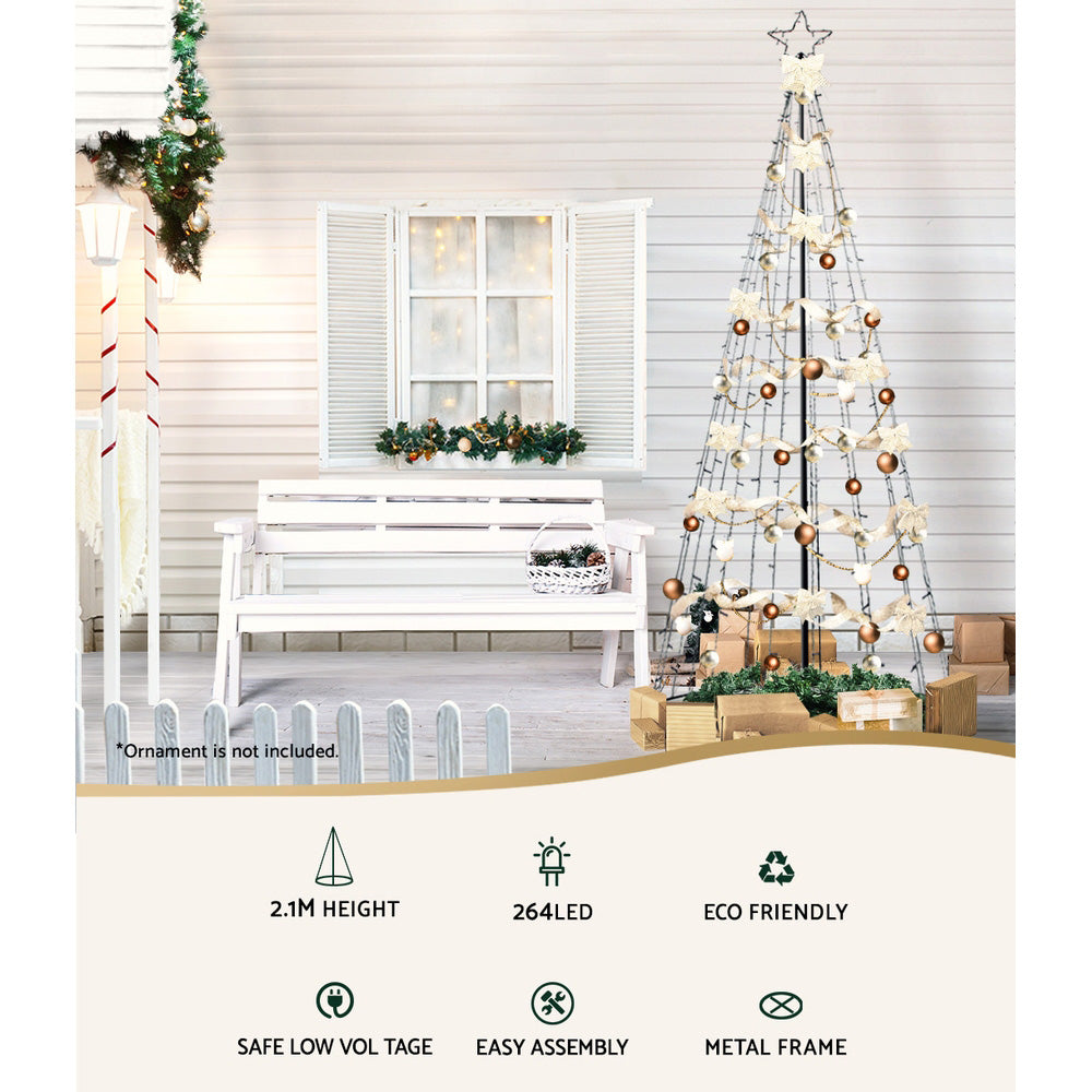 Jingle Jollys Christmas Tree 2.1M 264 LED Xmas Trees Solar Power Warm White Deals499