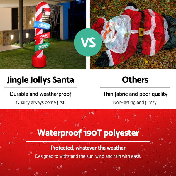 Jingle Jollys 2.4M Christmas Inflatable Santa Guide Candy Pole Xmas Decor LED Deals499