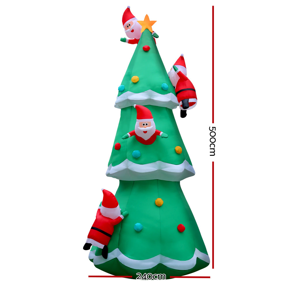Jingle Jollys 5M Christmas Inflatable Santa on Christmas Tree Xmas Decor LED Deals499
