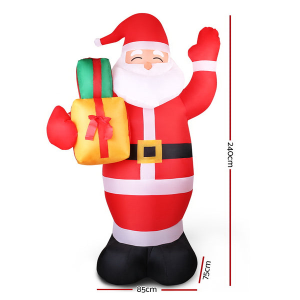 Jingle Jollys 2.4M Christmas Inflatables Santa Xmas Light Decor LED Airpower Deals499