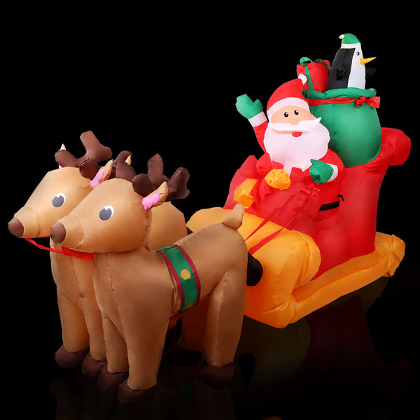 Jingle Jollys 2.2M Christmas Inflatable Santa Sleigh Ride Reindeer Deer Decor Deals499