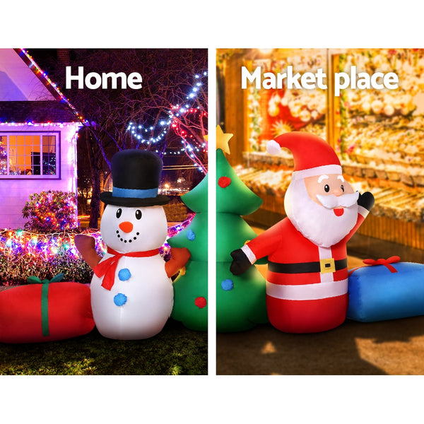 Jingle Jollys 2.7M Christmas Inflatable Tree Snowman Lights Outdoor Decorations Deals499