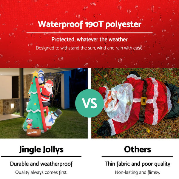 Jingle Jollys Inflatable Christmas Tree Santa 1.8M Decorations Outdoor LED Light Deals499
