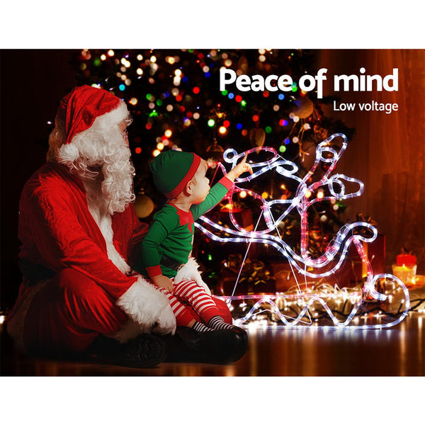 Jingle Jollys Christmas Motif Lights LED Rope Reindeer Waterproof Colourful Xmas Deals499