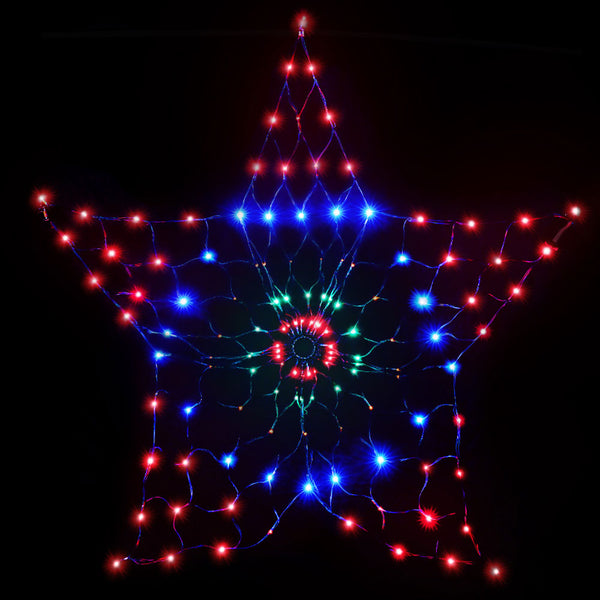 Jingle Jollys Christmas Lights Motif LED Star Net Waterproof Outdoor Colourful Deals499