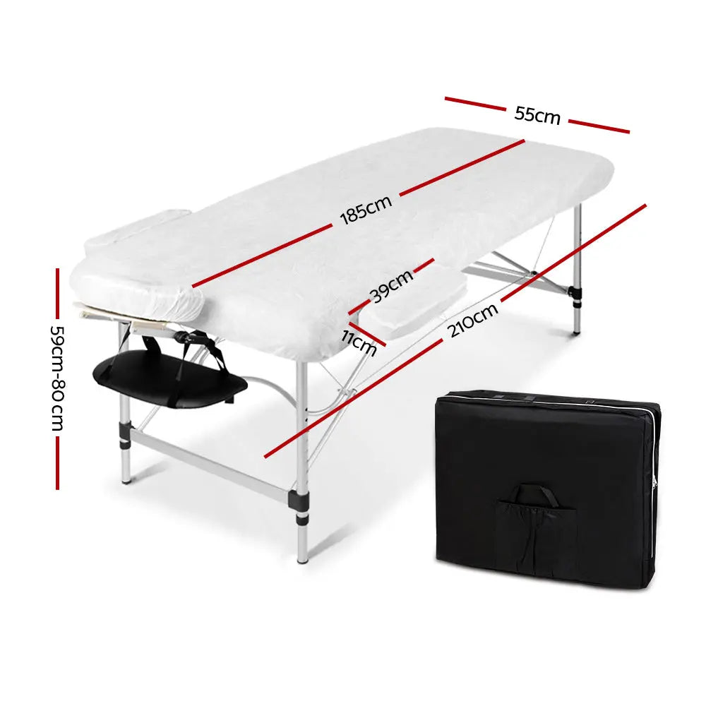 Zenses 2 Fold Portable Aluminium Massage Table Massage Bed Beauty Therapy Black 55cm Deals499
