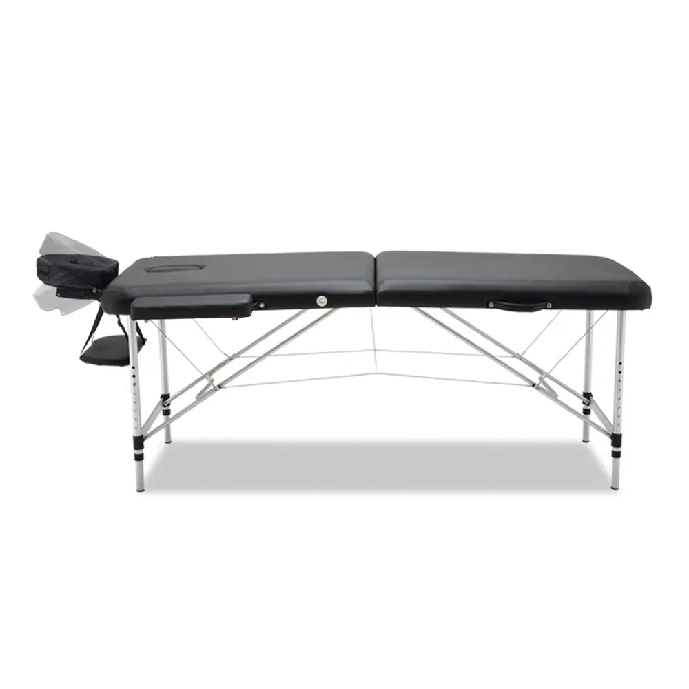 Zenses 2 Fold Portable Aluminium Massage Table Massage Bed Beauty Therapy Black 55cm Deals499