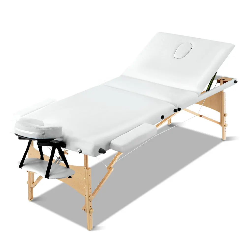 Zenses 3 Fold Portable Wood Massage Table - White Deals499