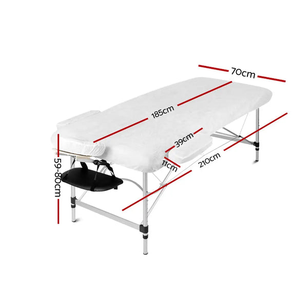 Zenses 70cm Wide Portable Aluminium Massage Table 3 Fold Treatment Beauty Therapy Black Deals499