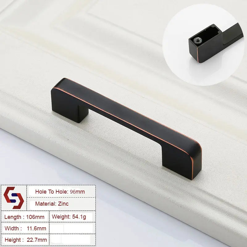 Zinc Kitchen Cabinet Handles Drawer Bar Handle Pull black+copper color hole to hole size 96mm Deals499