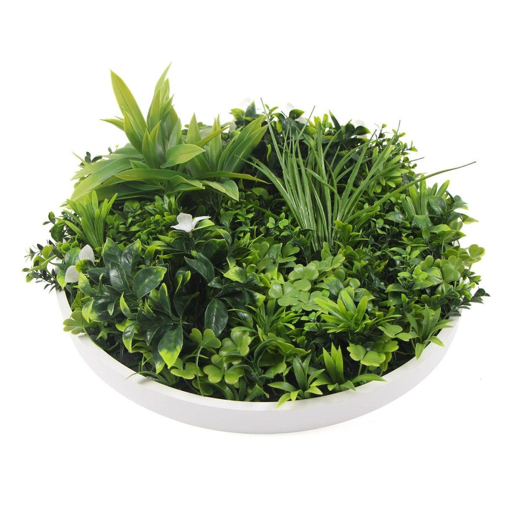 Flowering White Artificial Green Wall Disc UV Resistant 50cm (White Frame) Deals499