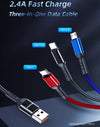 Awei 3 in 1 Charging Cable For iPhone + Type-C + Micro USB Braided Cord Deals499