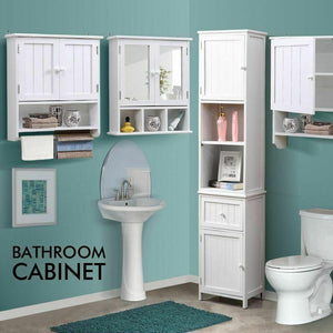 Levede 2 in 1 Bathroom Tallboy Furniture Toilet Storage Cabinet Laundry Cupboard Deals499