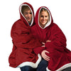 2 Pcs DreamZ Plush Fleece Sherpa Hoodie Sweatshirt Huggle Blanket Pajamas Red DreamZ