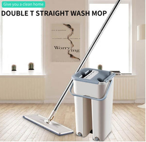 Flat Mop Bucket 360 Rotating Self Wash Cleaning Wet and Dry Pads 3 MOP Heads Set Deals499