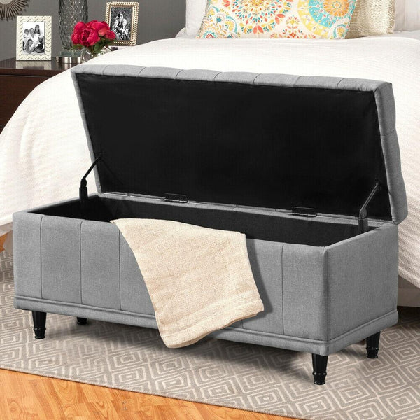 Levede Storage Ottoman Blanket Box Fabric Large Rest Chest Toy Foot Stool Grey Deals499