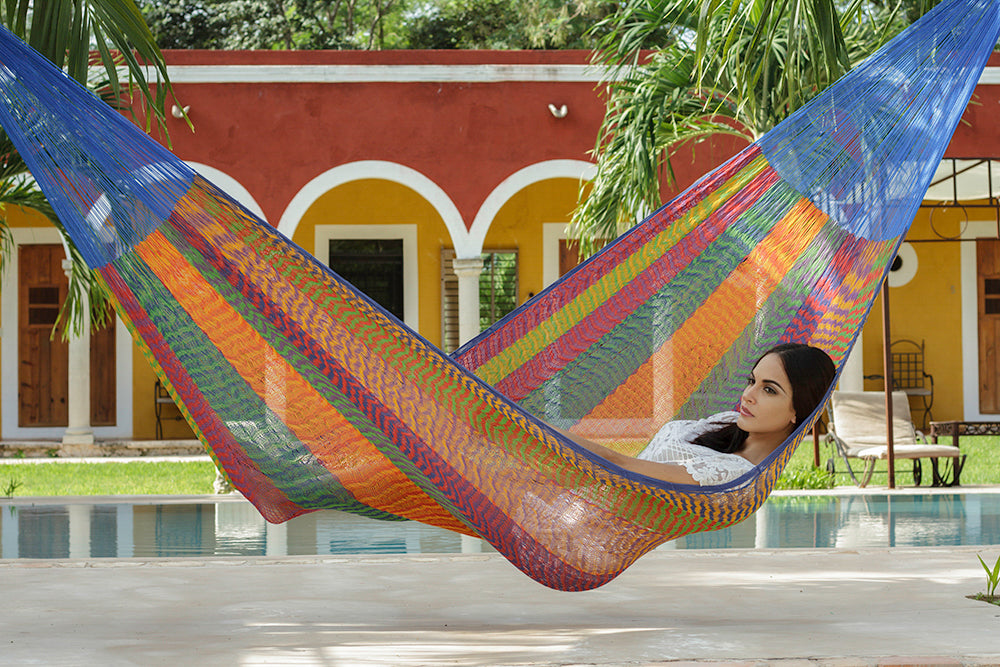 Mayan Legacy Queen Size Cotton Mexican Hammock in Mexicana Colour Deals499