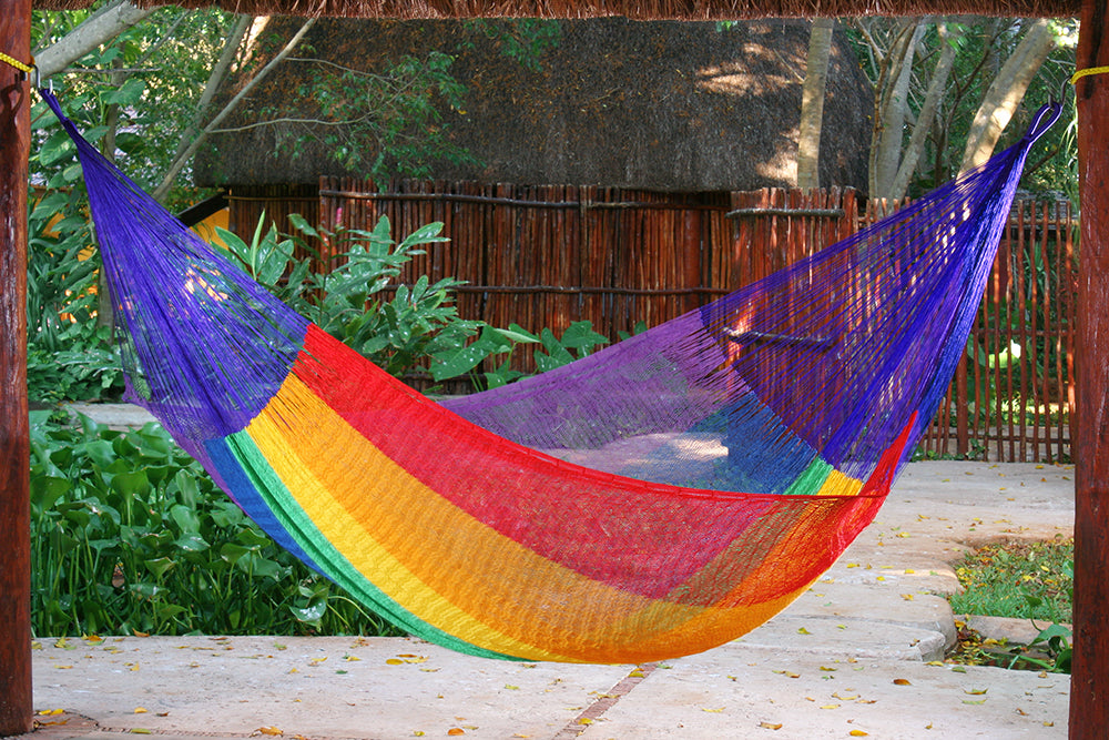 Mayan Legacy Queen Size Cotton Mexican Hammock in Rainbow Colour Deals499