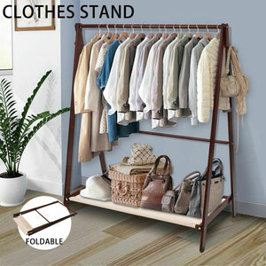Levede Clothes Stand Garment Dyring Rack Hanger Organiser Wooden Free Standing Deals499