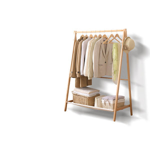 Levede Clothes Stand Garment Dyring Rack Hanger Organiser Wooden Rail Portable Deals499