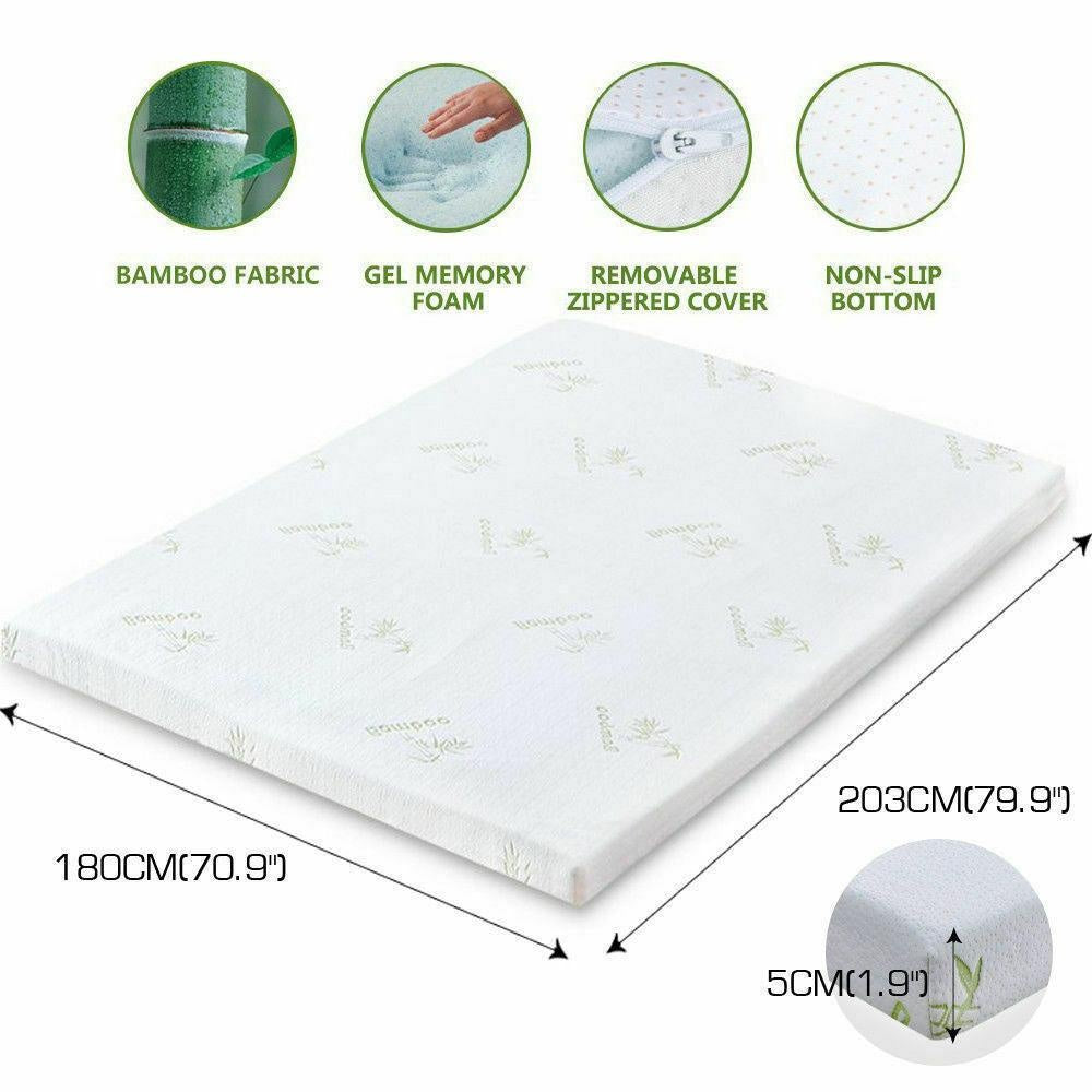 DreamZ 5cm Thickness Cool Gel Memory Foam Mattress Topper Bamboo Fabric King Deals499
