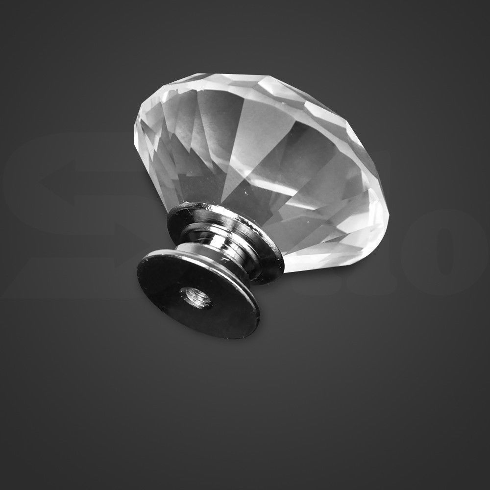 10 Pcs 40mm Clear Diamond Shape Glass Door Knob Drawer Cabinet Handle Deals499