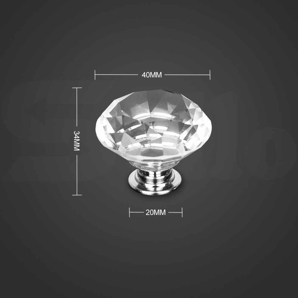 10 Pcs 40mm Clear Diamond Shape Glass Door Knob Drawer Cabinet Handle Deals499