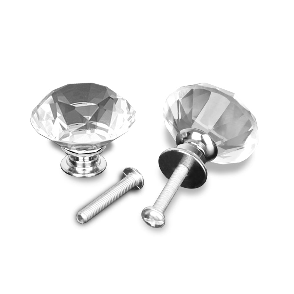 10 Pcs 40mm Clear Diamond Shape Glass Door Knob Drawer Cabinet Handle Deals499