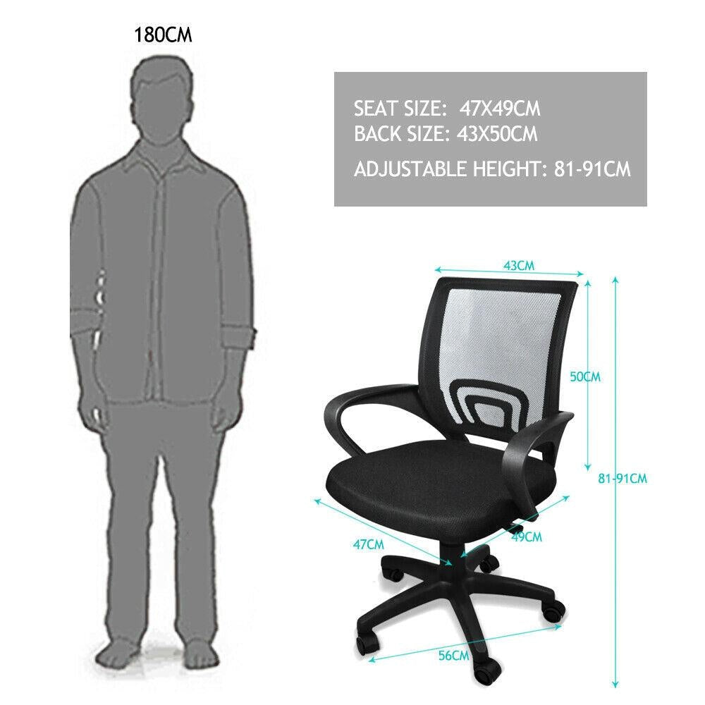 2 x Ergonomic Mesh Computer Home Office Desk Midback Task Black Adjustable Chair Deals499