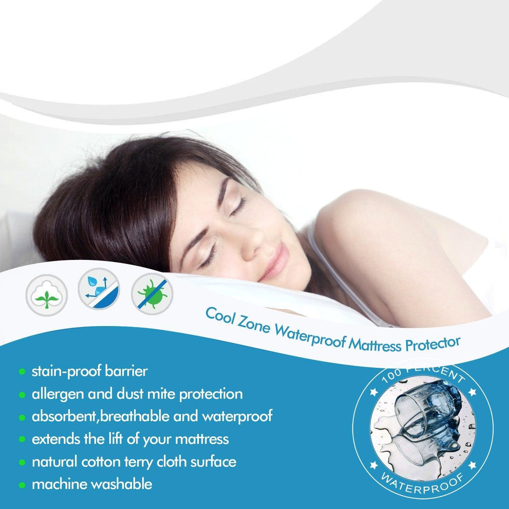 DreamZ Mattress Protector Topper Polyester Cool Fitted Cover Waterproof Double Deals499
