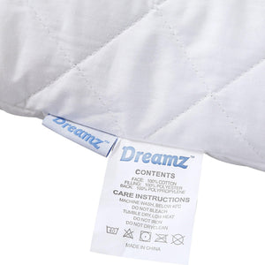 DreamZ Pillow Case Protector Pillowcase 100% Cotton Quilted Soft Cover Cases x2 Deals499